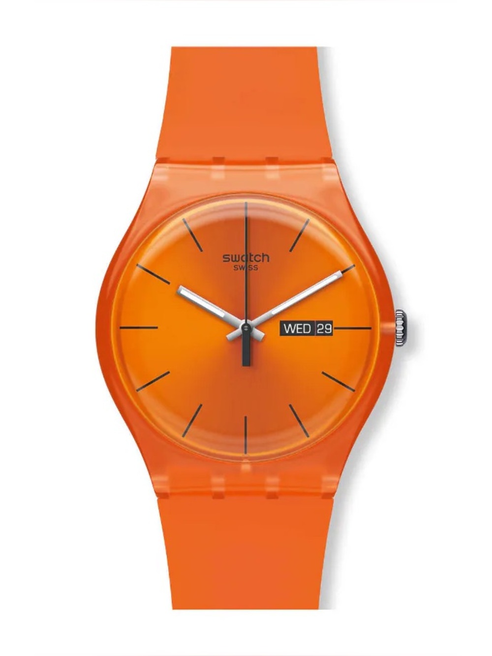 Orange Swatch Watch Day Date